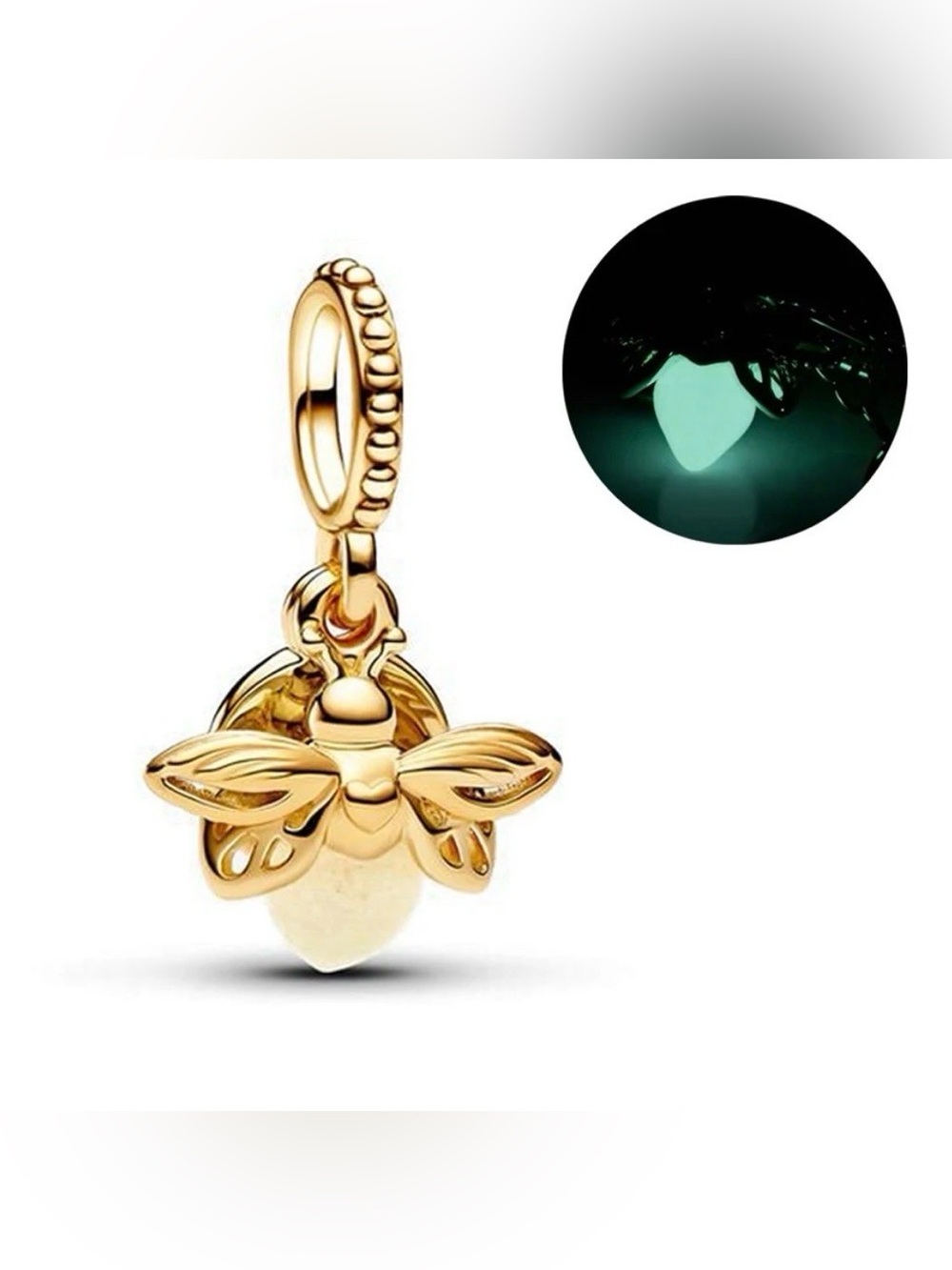 Glow-in-the-Dark Firefly Dangle Charm | 14k Gold Vermeil 925 Sterling Silver
